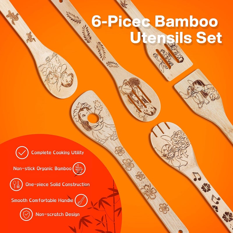 LeafyLane Stitch Wooden Spoons For Cooking Stitch Kitchen Decor House Warming Gift For Men And Women (stitch spoons) - Image 3